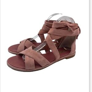 LOUISE ET CIE Clover Pink Suede Sz 7.5 37 EUR Leather Strappy Sandals